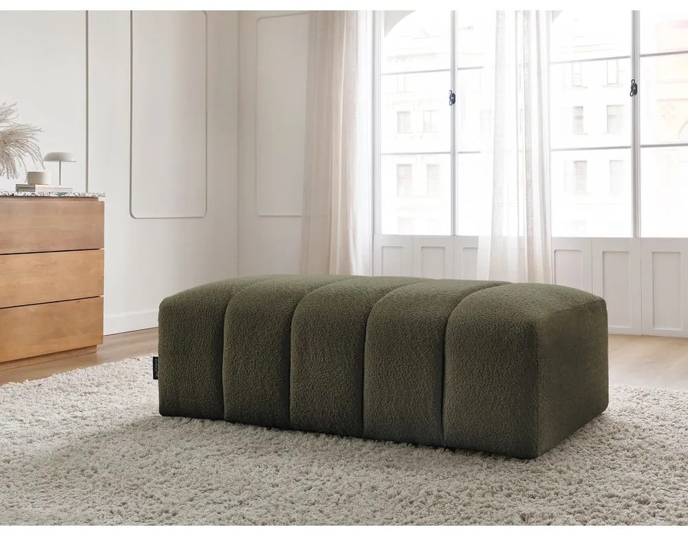 Zielony podnóżek z materiału bouclé Annecy – Bobochic Paris