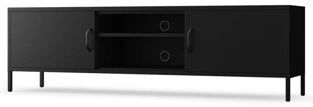 Szafka RTV metalowa szeroka XL na nóżkach czarna, 1700x400x500 mm: ROSARIA