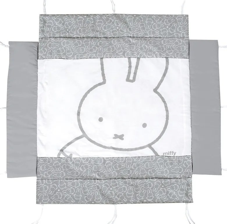 Biały/szary ochraniacz do łóżeczka z mieszanki bawełny 96 cm Miffy – Roba