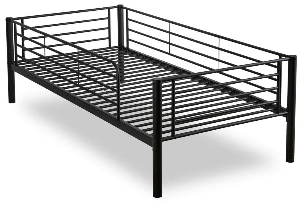 Łóżko Piętrowe Dla Dzieci 90x200 cm RODEZ Metalowe Czarne