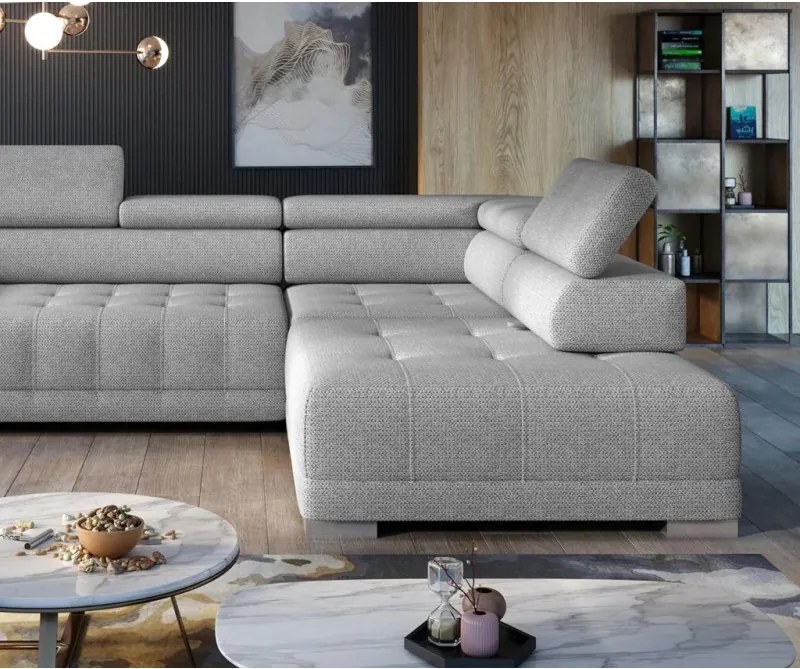 Narożnik CAMPO L z elektryczną regulacją siedziska Prawostronny w tkaninie MEMPHIS 16 WERSAL