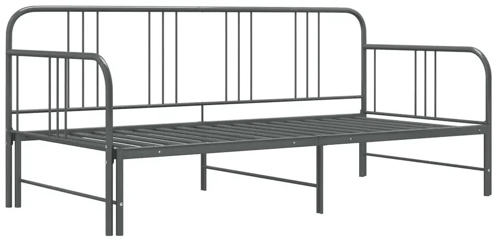 Szare rozkładane metalowe łózko 90x200 cm - Travelo