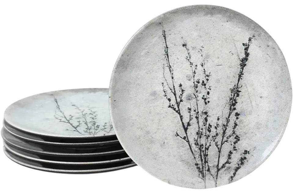 Zestaw 6 ceramicznych talerzyków deserowych Stone Bloom 20 cm