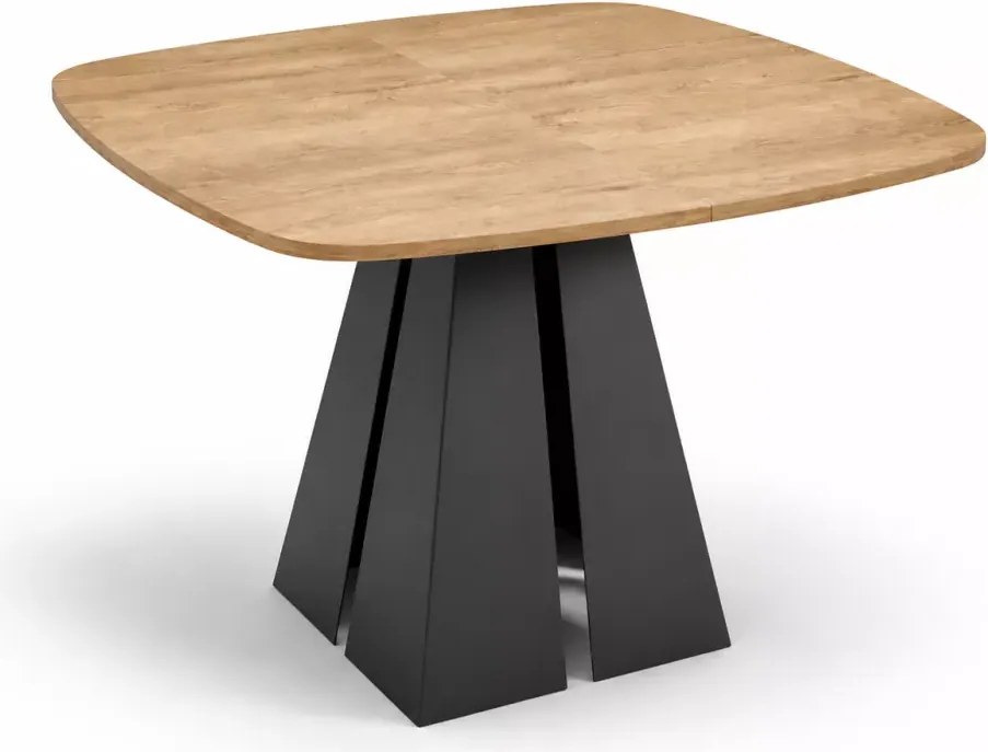 Stół Orvio z płyty laminowanej o średnicy 100 cm lub 120 cm z możliwością rozłożenia, stożkowa podstawa biała /czarna