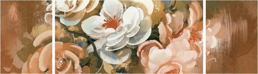 Obraz- Malowany bukiet kwiatów (170x50 cm)