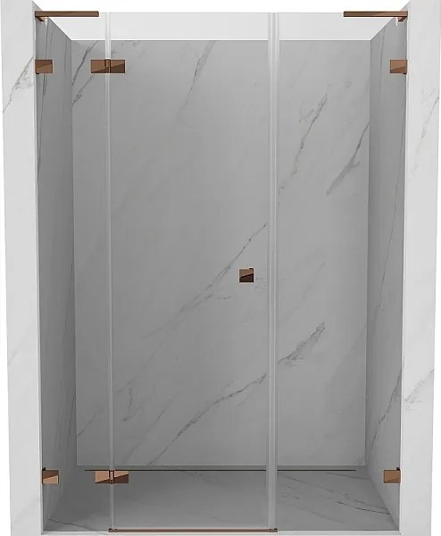 Mexen Lunar L drzwi prysznicowe uchylne lewe 160 cm, transparent, różowe złoto - 834SL-160-050-60-00-L