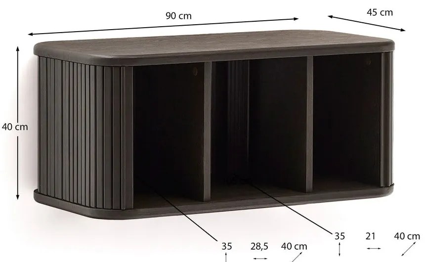 Ciemnobrązowa wisząca szafka pod umywalkę w dekorze jesionu 90x40 cm Mailen – Kave Home