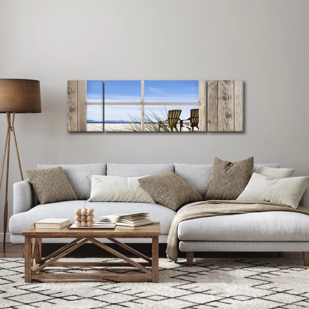 Obraz - Okno z widokiem na plażę (170x50 cm)