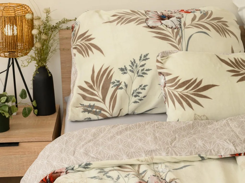 PrzytulneMieszkanie.pl PrzytulneMieszkanie.pl Dwustronna pościel DUO SENSE SANDORA kremowa + poszewka na poduszkę 40x50 cm GRATIS Rozmiar pościeli: 70 x 90 cm | 140 x 200 cm