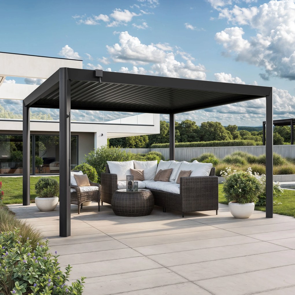 PRIMEYARD 4x4m Pergola Deluxe, lamelowa, antracyt - (GFPV01127)