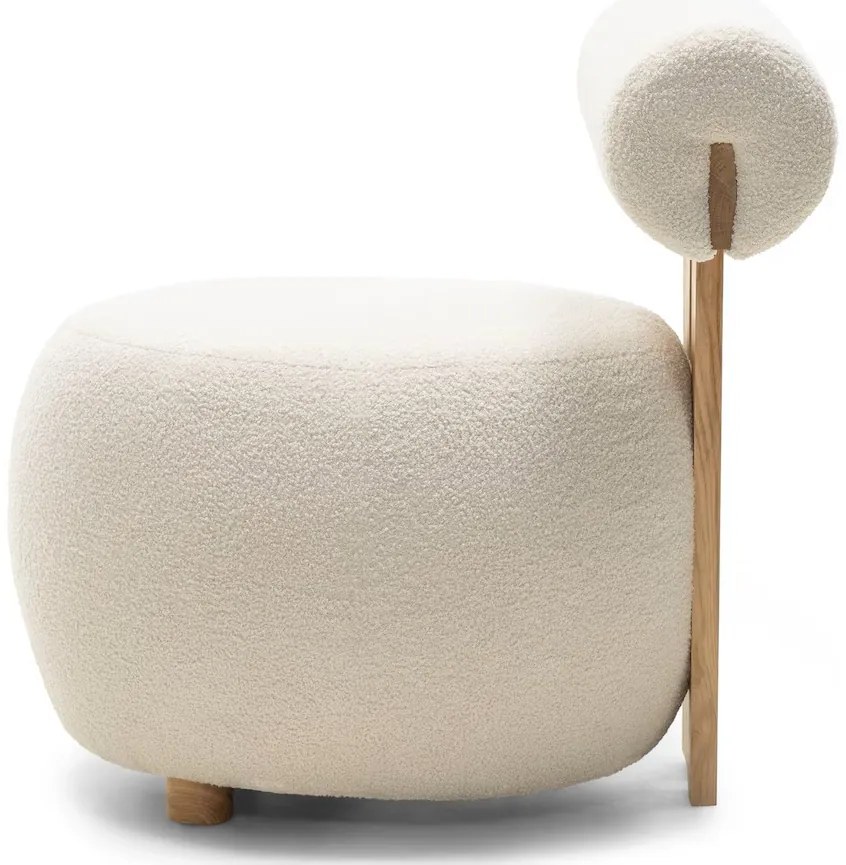 Kremowy designerski fotel HANNA, dąb nezapínat!