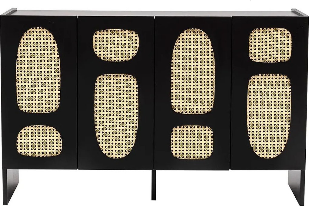 Komoda – 120 cm x 80 cm x 40 cm – Czarna – Płyta wiórowa pokryta melaminą