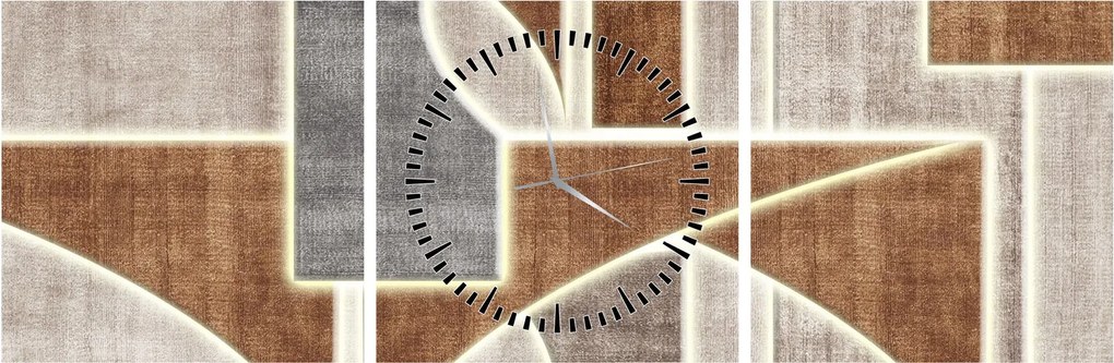 Obraz - Kształty (z zegarem) (90x30 cm)