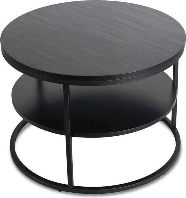 Stolik Kawowy z Półką BEST 70 cm Czarny Loft