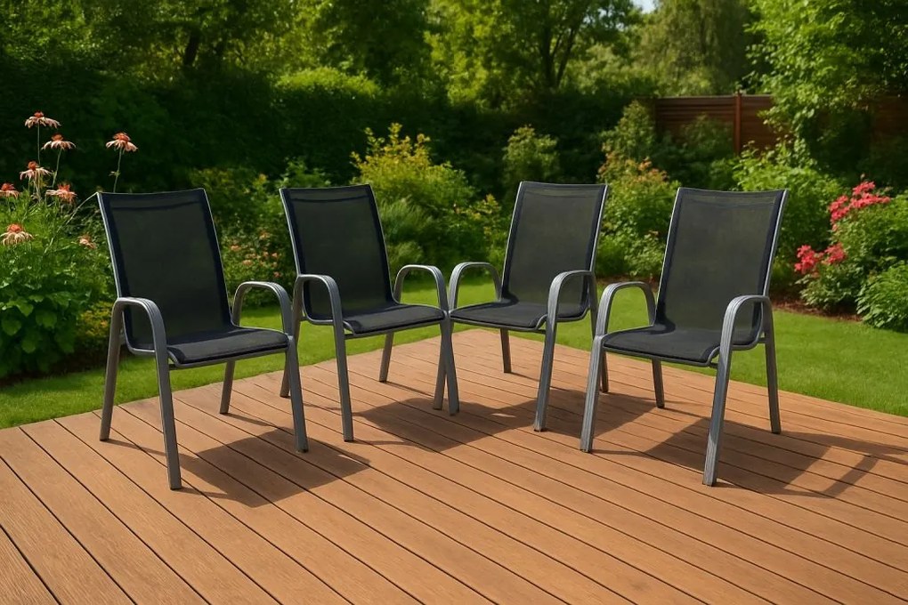 Zestaw sztaplowanych krzeseł ogrodowych 4  szt