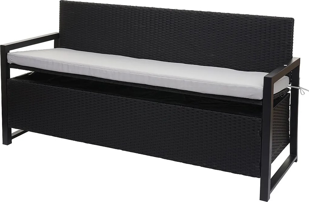 Ławka 3-osobowa z polirattanu MCW-F39,  antracyt, szare poduszki