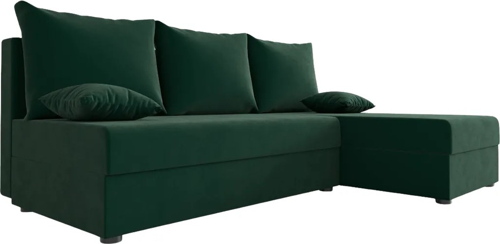 Rozkładana narożna sofa VALERIO SLIM 200x140 cm, ciemnozielona, uniwersalna + 2 poduszki GRATIS
