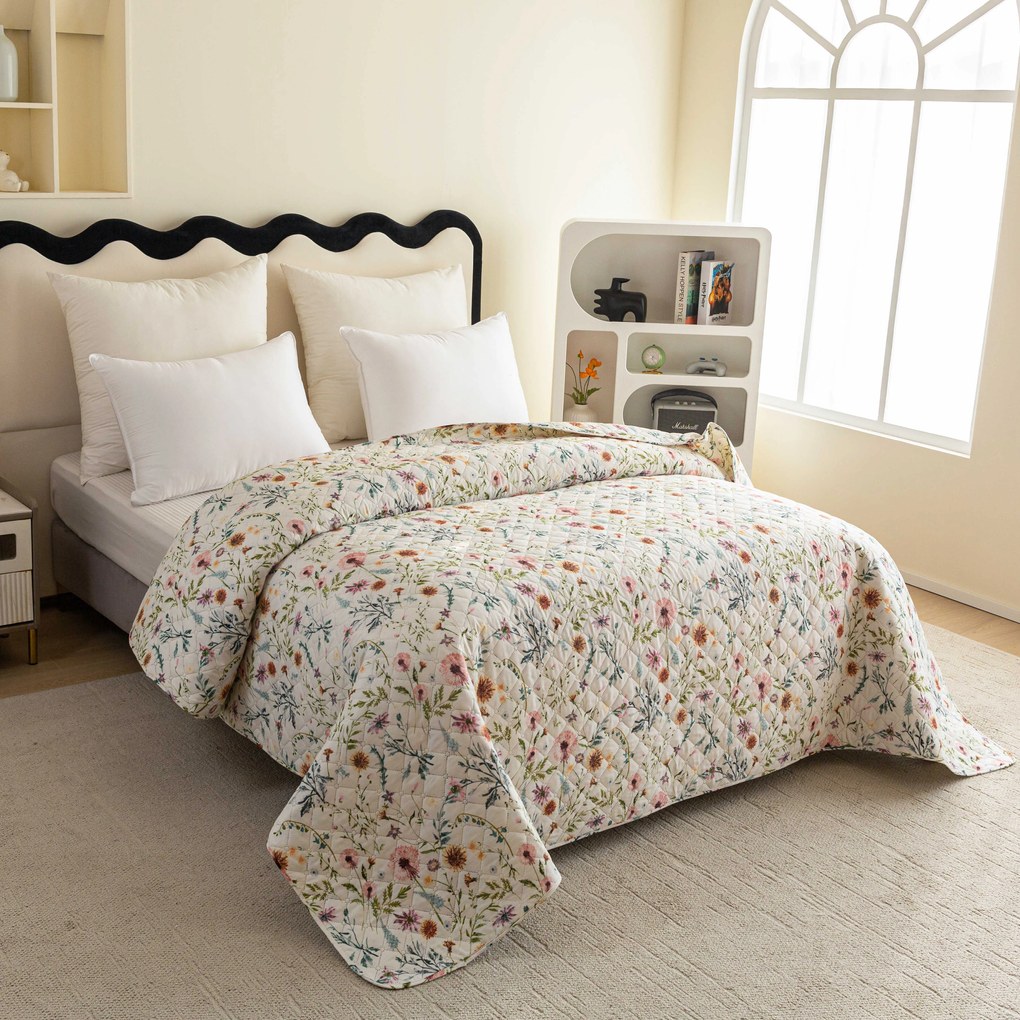 Narzuta na łóżko HERBALIS kremowa Rozmiar: 170 x 210 cm