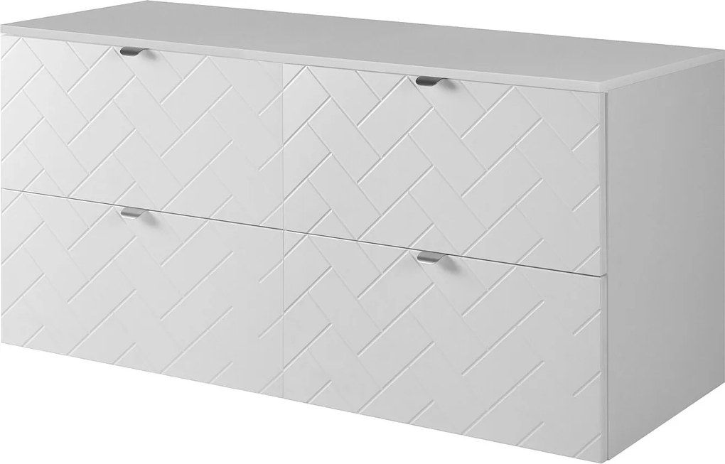 Meble łazienkowe, Biały Mat, 120 x 57 x 46 cm, uchwyty srebrne