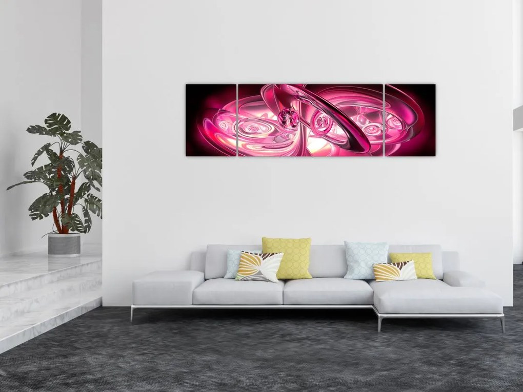 Obraz różowych fraktali (170x50 cm)