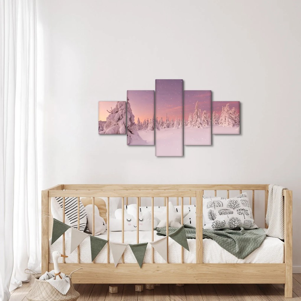 Obraz - Drzewa pod warstwą śniegu (125x70 cm)