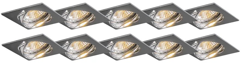 Nowoczesny kinkiet montowany w suficie chromowany uchylny zestaw 10 sztuk - Edu
