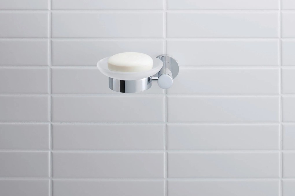 Duravit D-Code mydelniczka Ø10 cm na 1 mydłoChrom – lewostronny