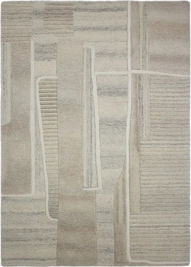 Szarobeżowy wełniany dywan tkany ręcznie 160x230 cm Lira – Flair Rugs