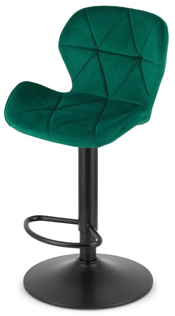 Zielone krzesło barowe WEST VELVET z czarną nogą