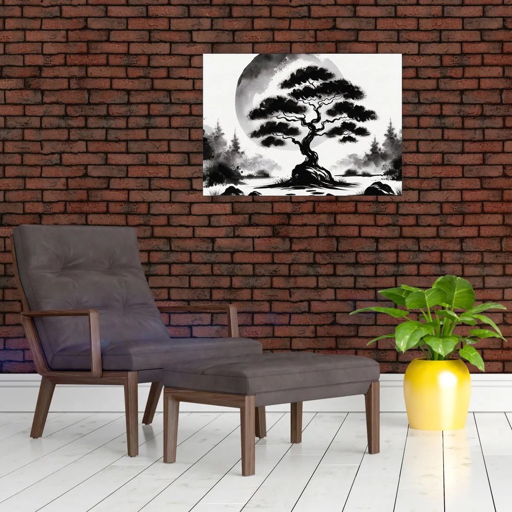 Obraz – Czarno-biały bonsai (70x50 cm)