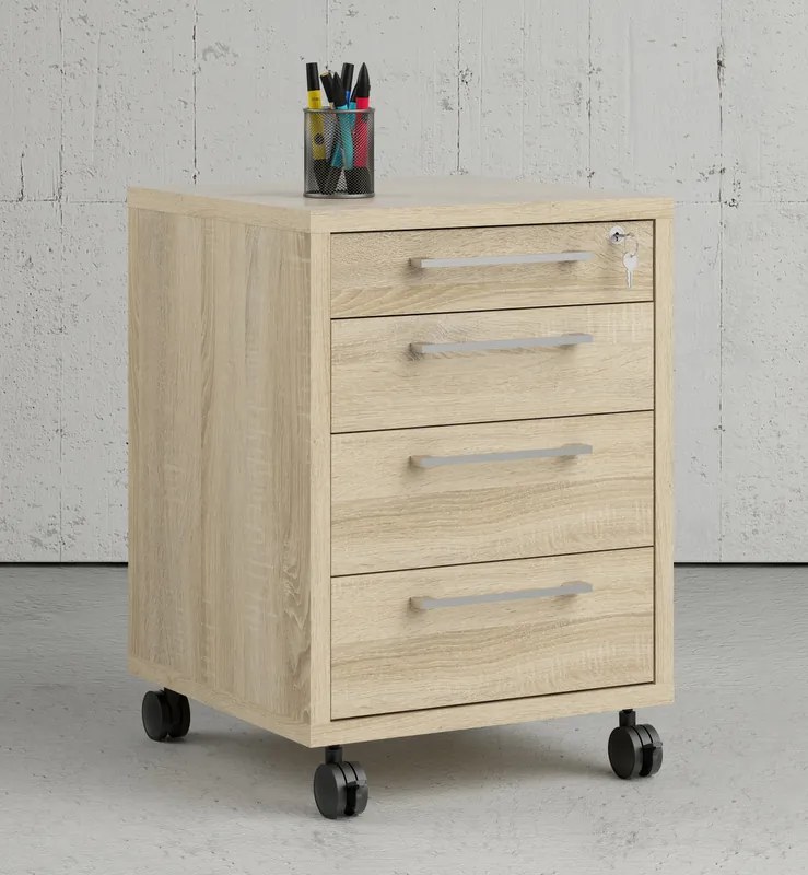 Kontenerek 4-szufladowy na kółkach Prima 4 dąb sonoma