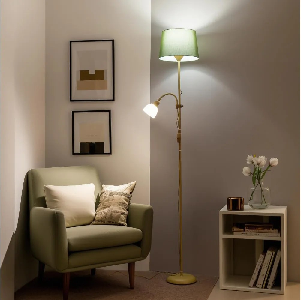 Brilagi - Lampa stojąca CERIA 1xE27/100W/230V + 1xE14/25W złota/zielona