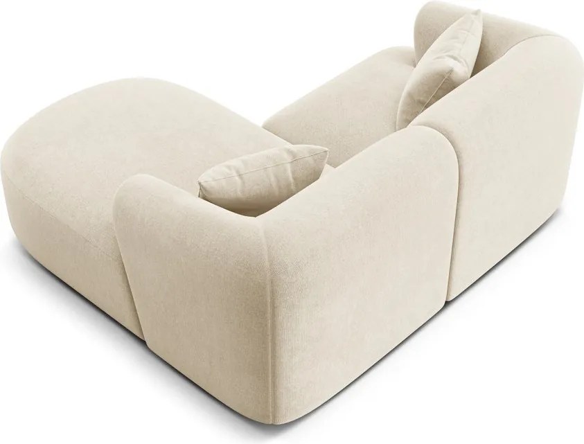 Beżowy aksamitny narożnik (prawostronny/z szezlongiem) Campi – Cosmopolitan Design