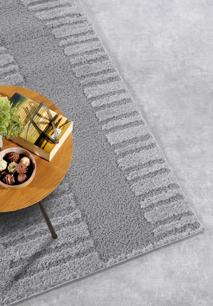 Dywan nowoczesny Gallery 3D Geometryczny szary 200 cm x 280 cm