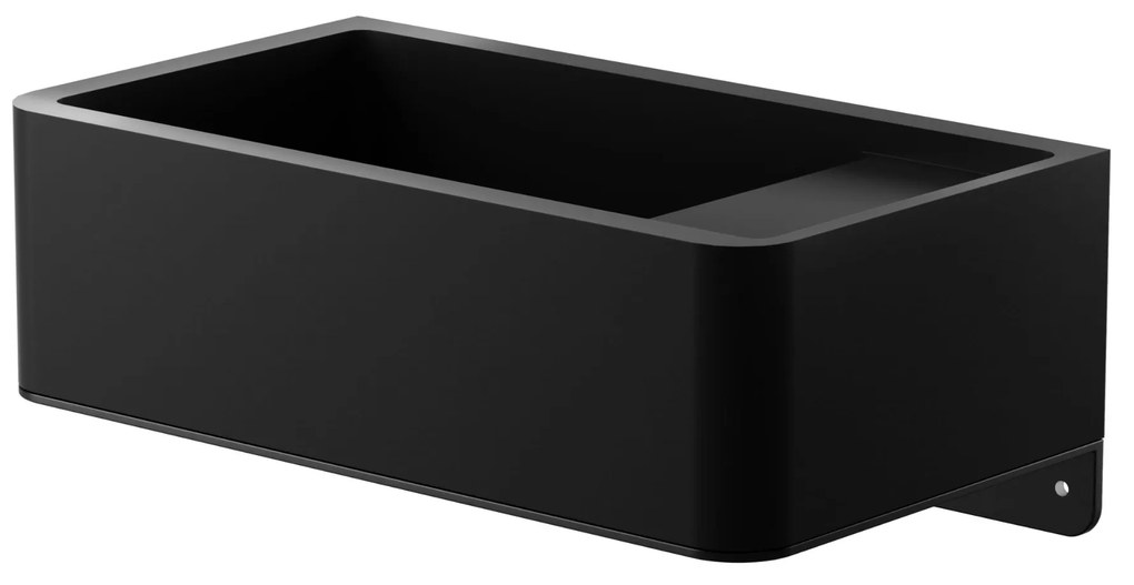 Umywalka z kamienia syntetycznego nablatowa / wisząca prostokątna czarna 43 cm x 25 cm EVELIA Black : Otwór na baterię - Tak, Typ montażu - nablatowa