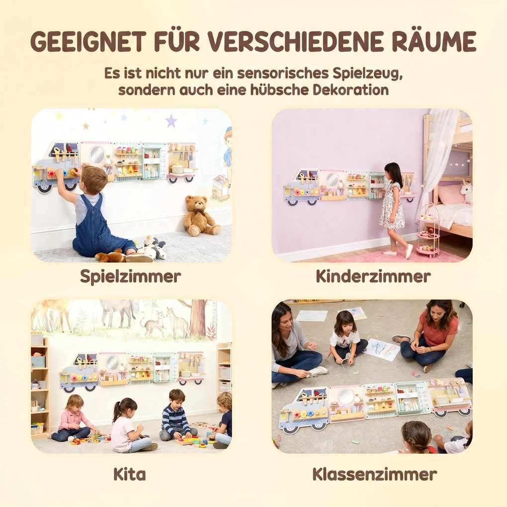 AIYAPLAY Tablica sensoryczna Montessori w kształcie ciężarówki, od 3 lat | Aosom PL