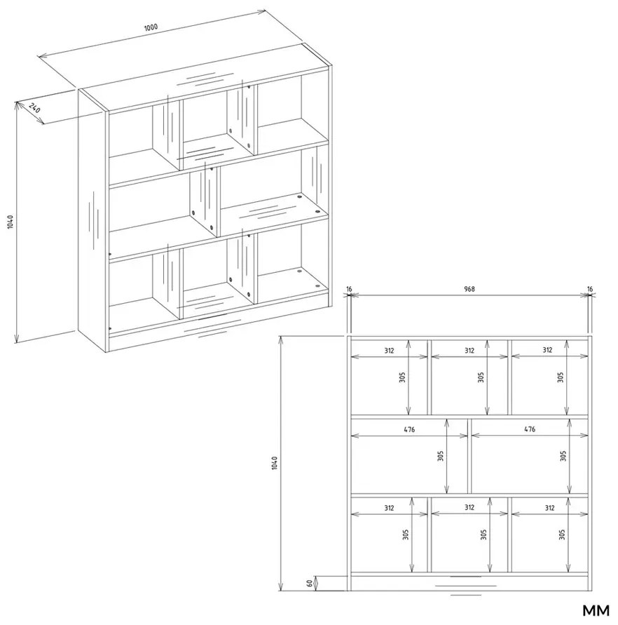 Nowoczesny regał na zabawki dąb artisan + biały T1-Z33