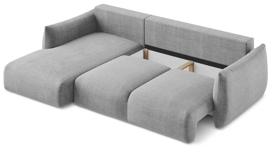 Jasnoszary rozkładany narożnik (lewostronny/z szezlongiem) Leila – Makamii