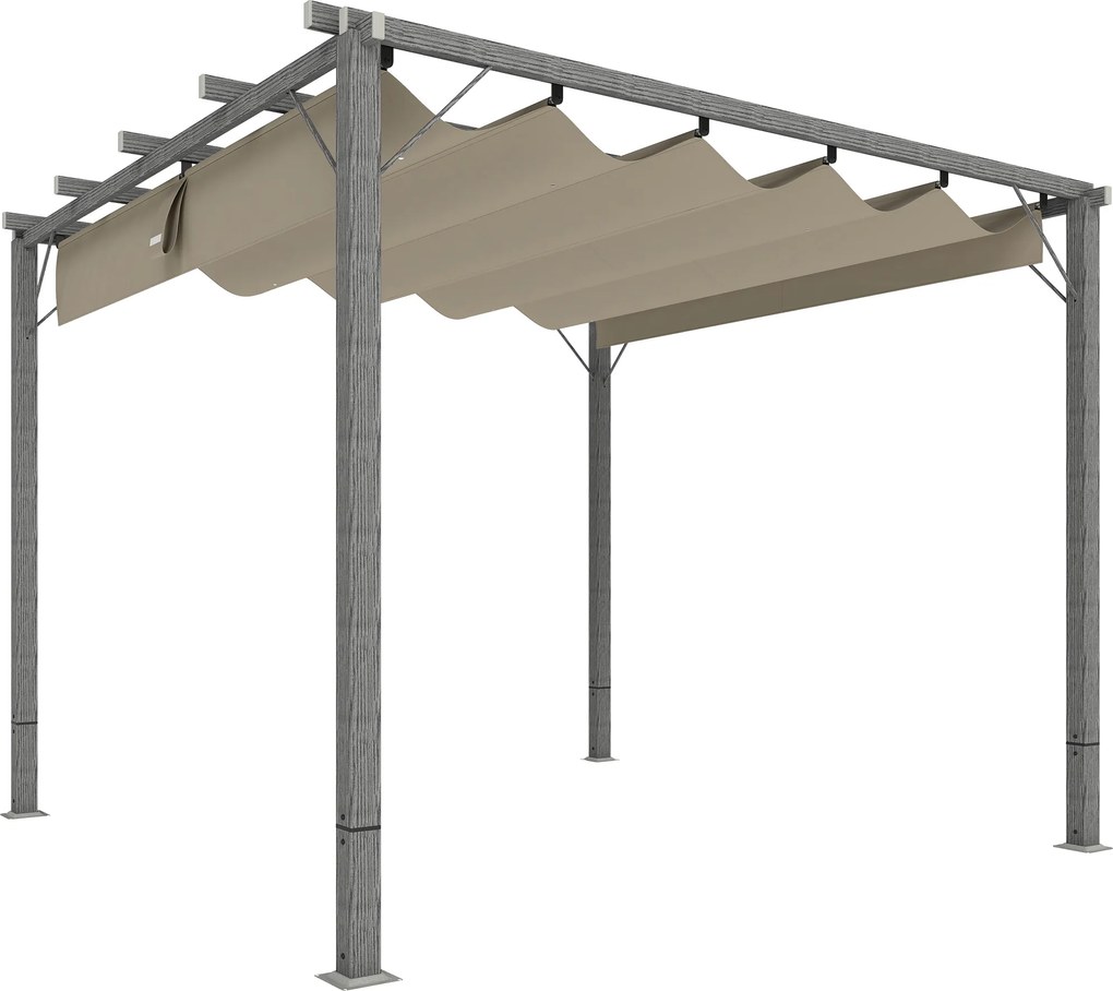 Outsunny Pergola Ogrodowa 3 x 3 m, Regulowane Zadaszenie Tarasu, Ramka z Aluminium, Ochrona UPF30+, Szary