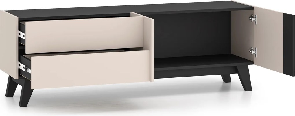Stolik RTV 160 cm Freshion 05, kaszmir / czarny