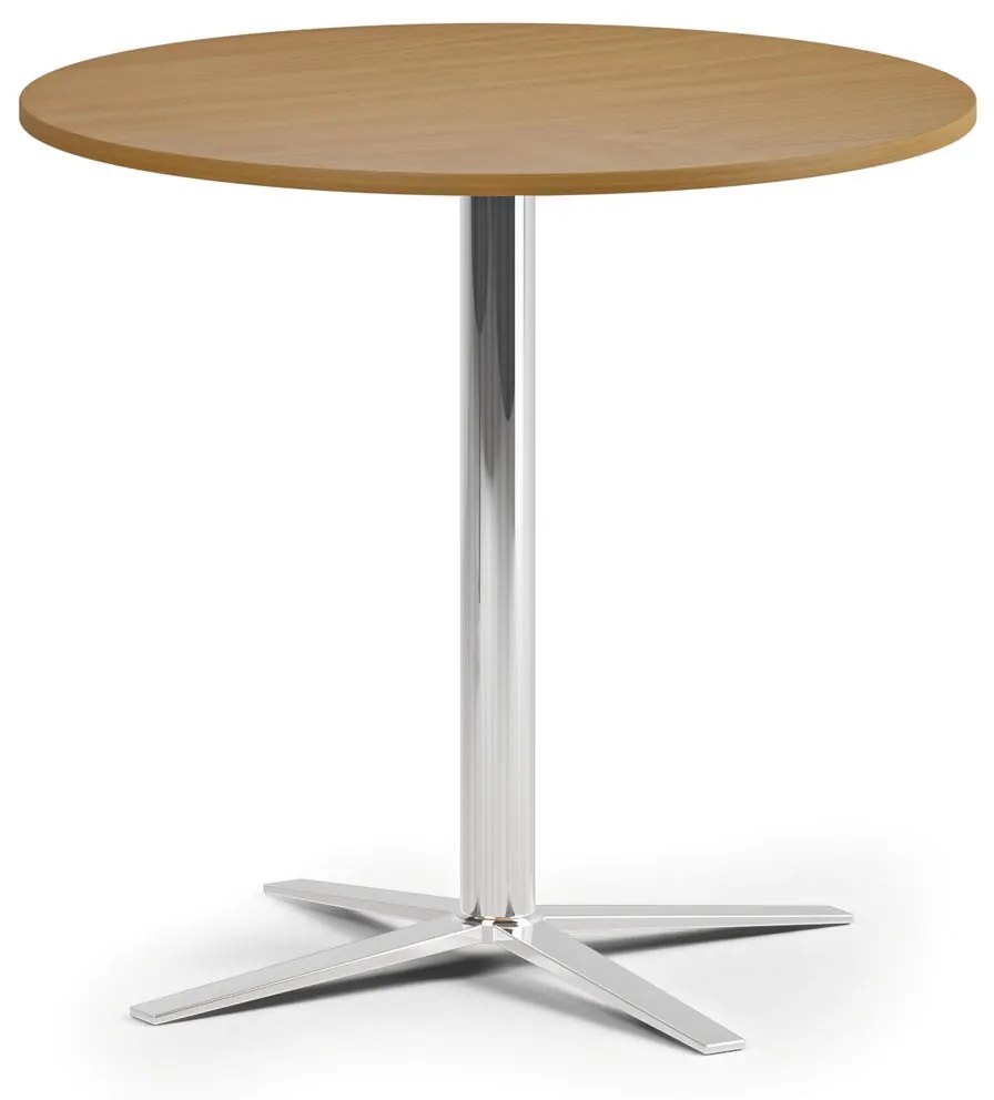 Stolik kawowy AURA, średnica 80 cm, chrom podstawa, buk