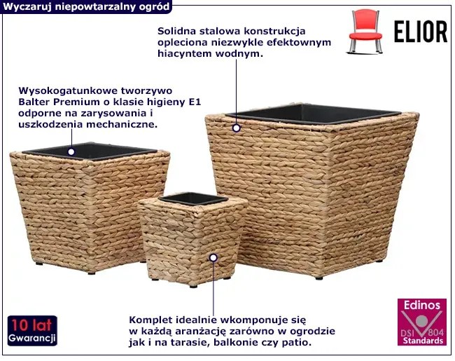 Komplet 3 donic z hiacyntu wodnego - Heron