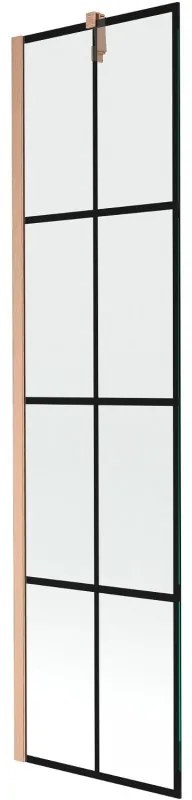 Mexen Next parawan nawannowy 1-skrzydłowy 50 x 150 cm, czarny wzór, miedź szczotkowana - 895-050-000-00-77-65