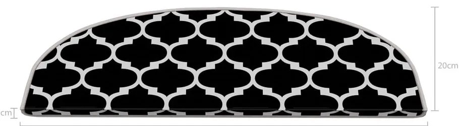 Czarno-białe dywaniki na schody zestaw 16 szt. 20x65 cm Madalyon – Vitaus