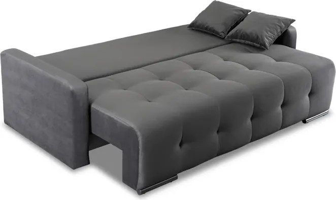 Sofa z Funkcją Spania FAVIO Wersalka Rozkładana Dwuosobowa Welurowa Szara