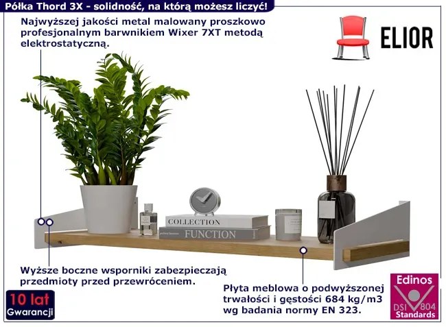 Industrialna Półka Biały Ścienna + Dąb Artisan Nalbari 4X