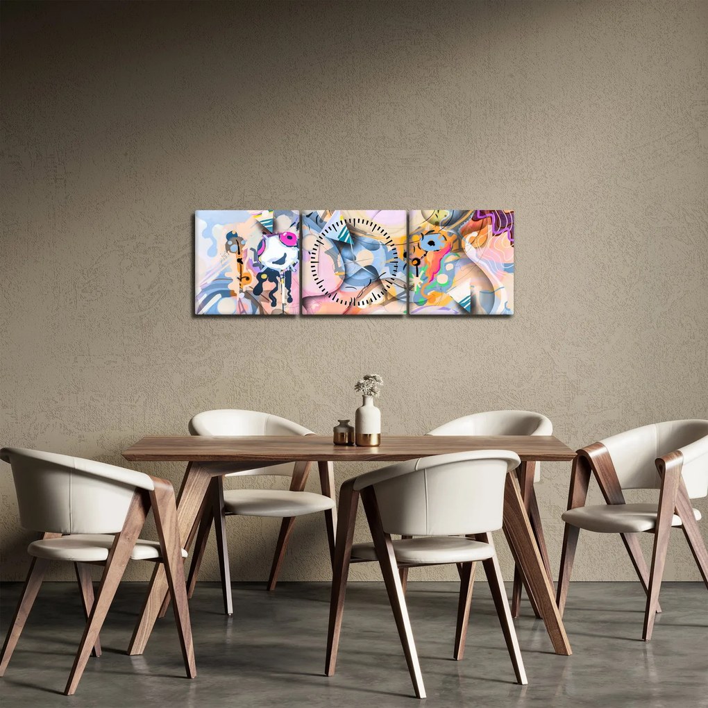 Obraz - Abstrakcja bajki (z zegarem) (90x30 cm)