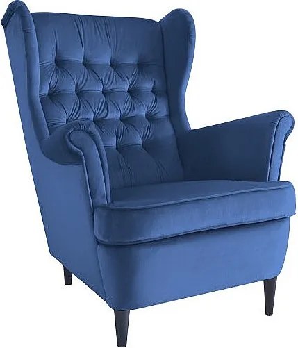 Fotel uszak HARRY VELVET granatowy
