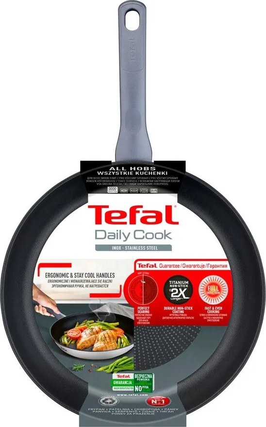 Patelnia z powłoką nieprzywierającą ze stali nierdzewnej ø 28 cm Daily Cook G7300655 – Tefal