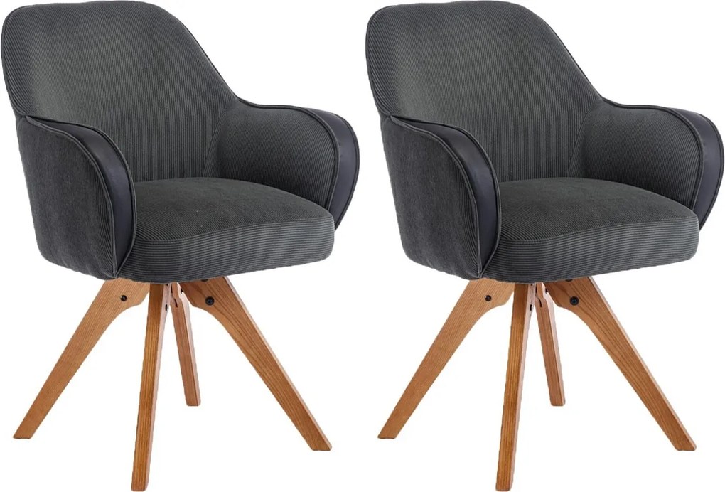 Krzesła do jadalni zestaw 2 szt. - tkanina i metal - czarno-zielone - MENDEL